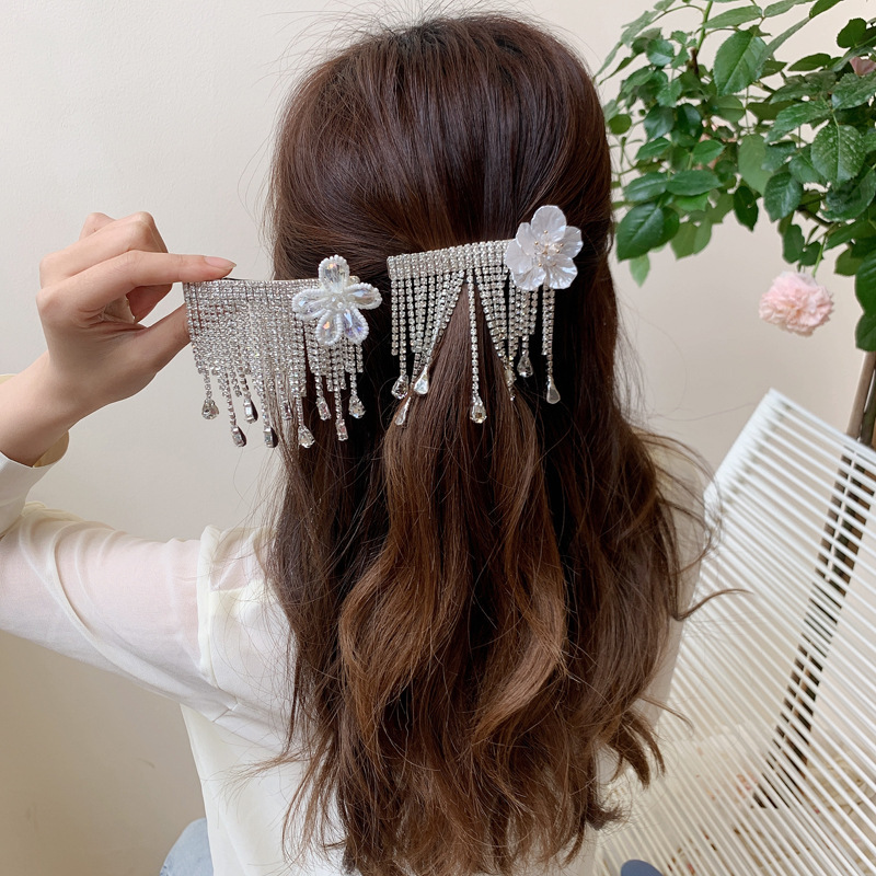The new  tassel diamond bowknot hairpin headdress Korea female head spring clip hairpin in the summer of the tongs