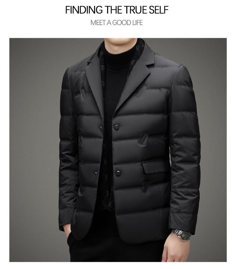 Men's Clothing Fashionable Simple Suit Scarf Collar Down Jacket Men's Autumn and Winter Trendy Warm Down Jacket Suit Style Down Jacket_voghion.com