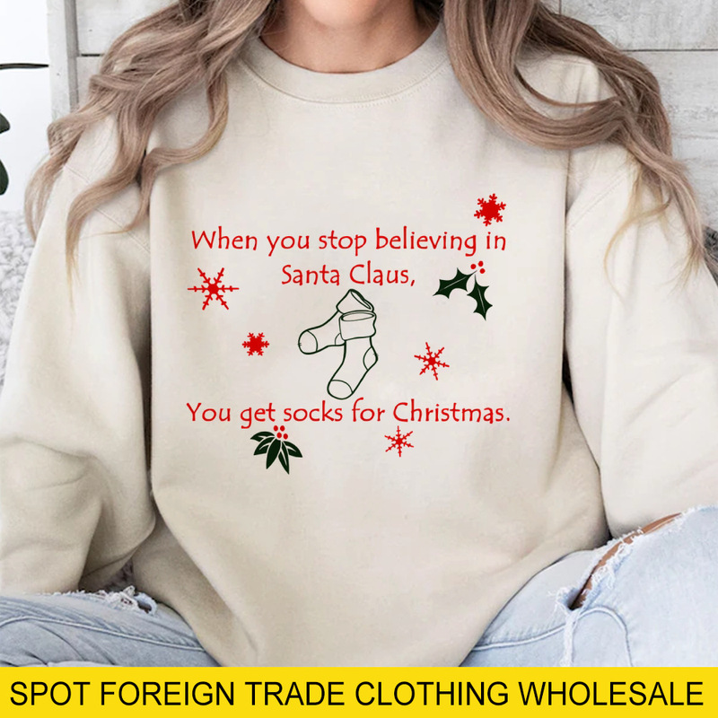 Aliexpress Hot Selling New Funny Christmas Socks Printed Autumn and Winter Loose Daily Casual Round Neck Sweater for Women