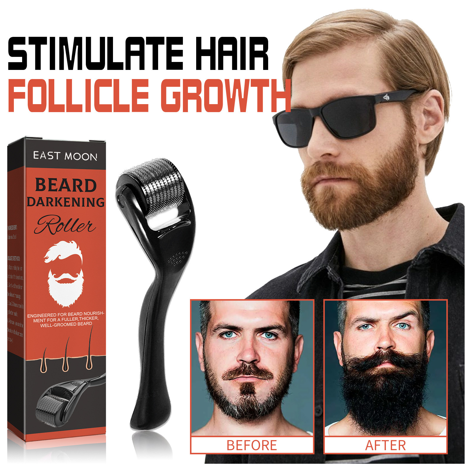 Roller Strong Tough Roots Soft, Bright and Moisturizing Men's Nourishing Thick Growth Whisker Comb_voghion.com