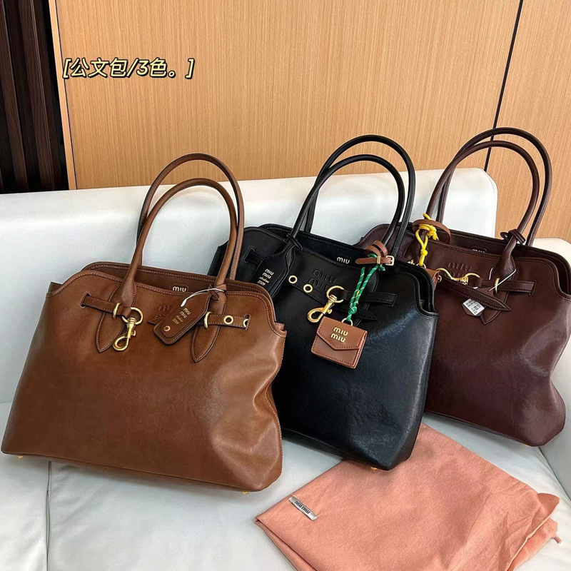 Miu Miu's New Retro Large-Capacity Large Tote Bag Satchel Briefcase Shell Bag Shoulder Women's Bag Shopping Bag