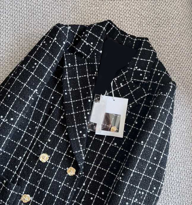 Karierter Web-blazer Eleganter Tweed-mantel Für Das Pendeln_voghion.com