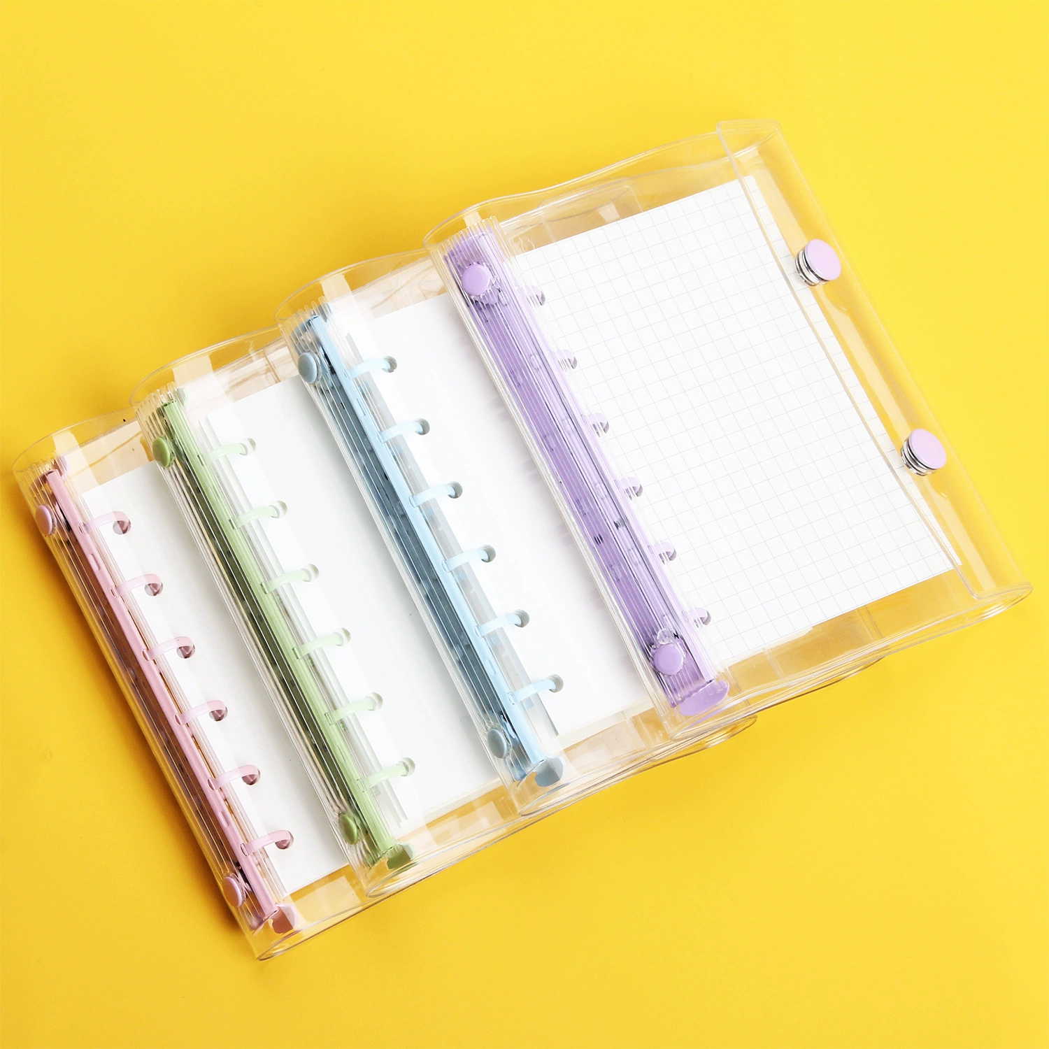 Прозрачный A7 двойная пряжка Оптовая портативный ПВХ кольцо цветной корпус новый переплет