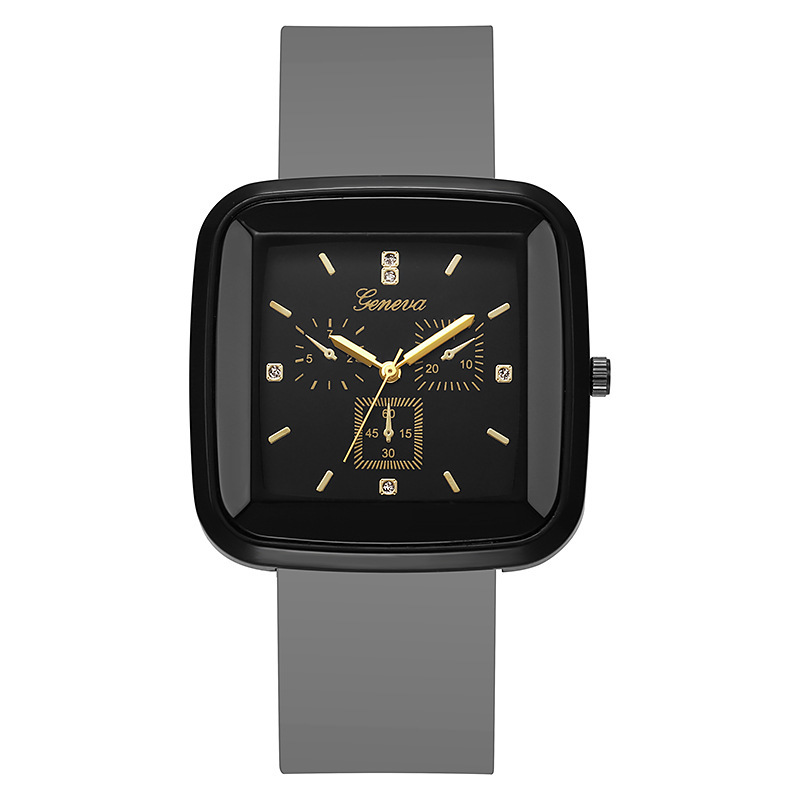 Moda cuadrada otoño e invierno reloj de nicho para estudiantes correa de silicona simple ins reloj de mujer coreana reloj de cuarzo femenino negro