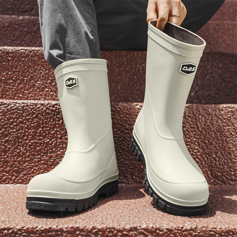 Трансграничная мода дождевая обувь мужская средняя труба дикая водонепроницаемая обувь на открытом воздухе Рыбалка кухня нескользящая резиновая обувь снаружи носить дождевые сапоги