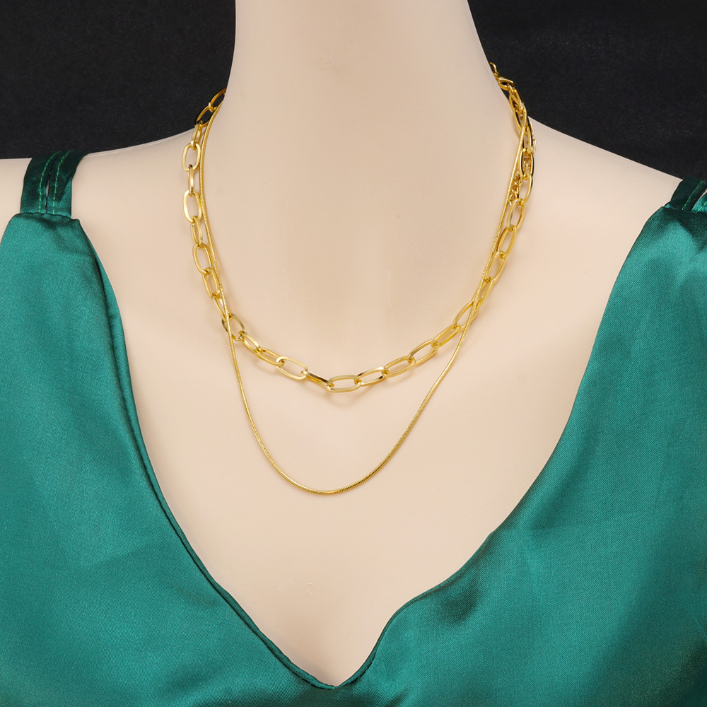 Fashion Geometric Titanium Steel Plating Layered Necklaces 1 Piece