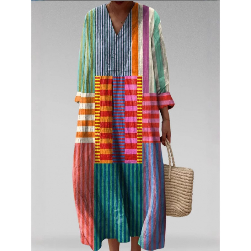 Cross-Border Independent Amazon Long-Sleeve Shirt Dress Women's Casual Floral 3D Printed Long-Sleeve Dress Source