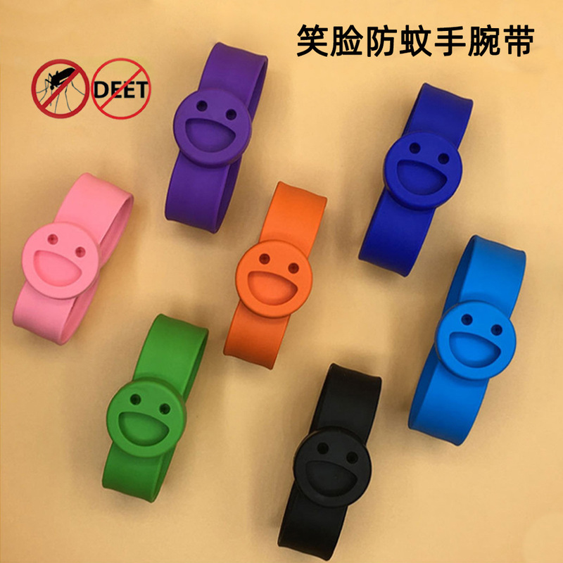 Unisex Smiley Face Clap Bracelet Elastic Loop Anti-Mosquito Watch Band Summer Children's Wristband Children's Watch