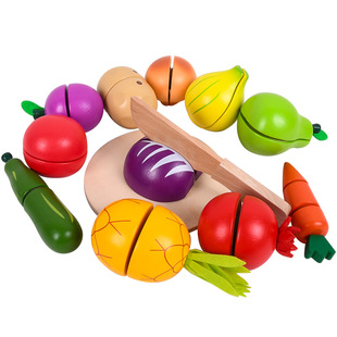 Wooden children's educational early education toys simulation fruit cutting music mental game vegetable cutting music Wholesale