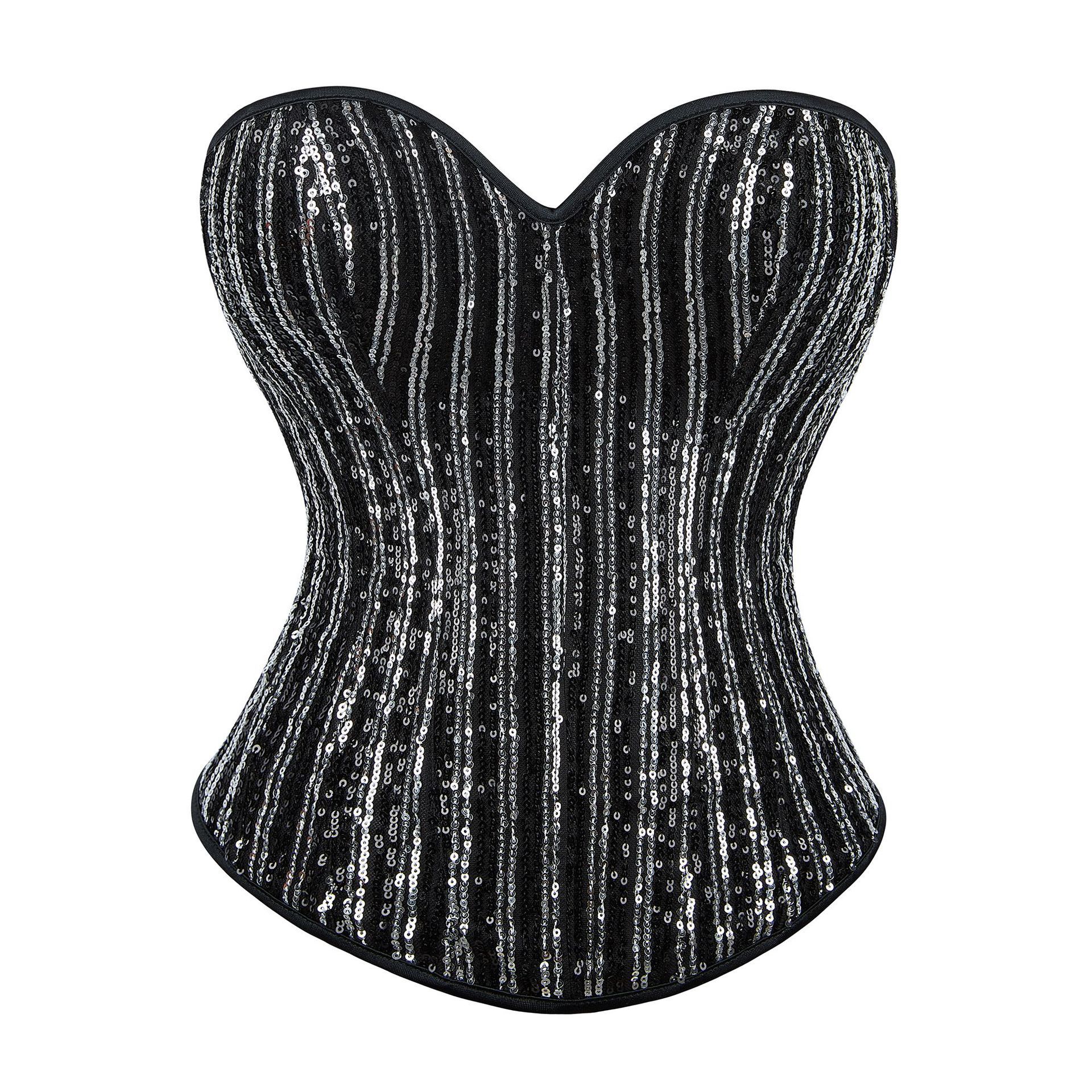 Silver Black With Paillettes Body Shaping Top Women's Tube Top Chest Support