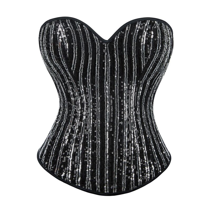 New Silver Black Sequin Body Shaping Top Women's Strapless Chest Palace Tuff Strapless Underwear Bone Clothing Supply