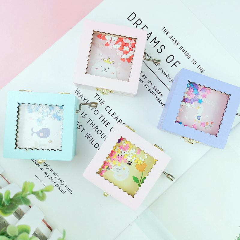炫彩木質音樂盒 可愛木製貼片音樂盒學生創意禮品生日禮物 批發