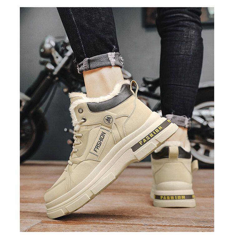 Giày bốt nam cổ thấp lót nhung giữ ấm, chống trượt, đế cao su bền chắc — S2207 Kaki, S2207 màu xám, S2207 màu đen chi tiết 15