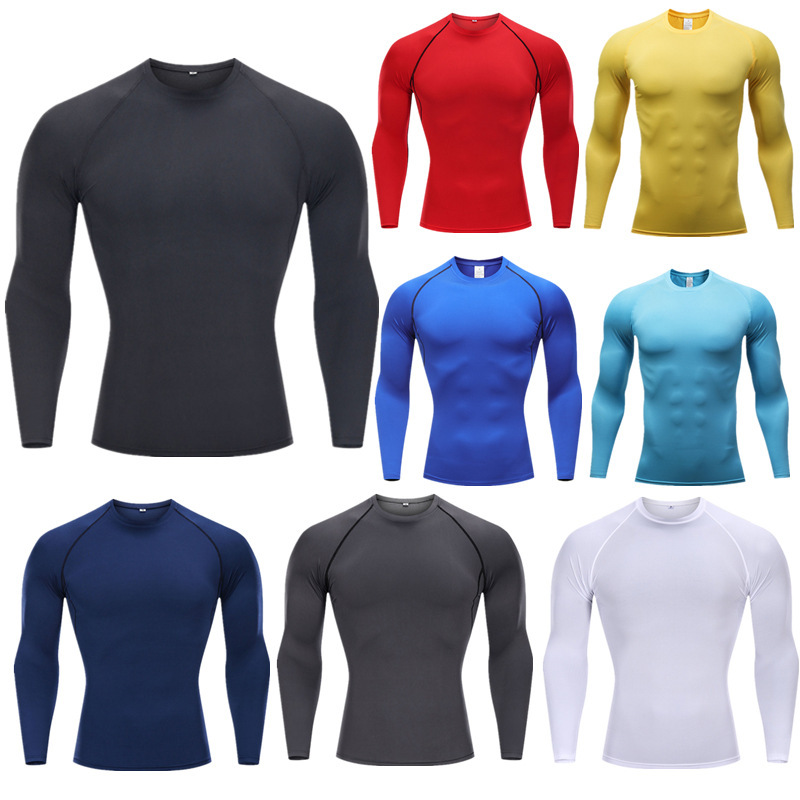 Fitness Clothes Men's Autumn and Winter Running Sports Tops Long-Sleeved Gym Quick-Drying Basketball Football Training Tights