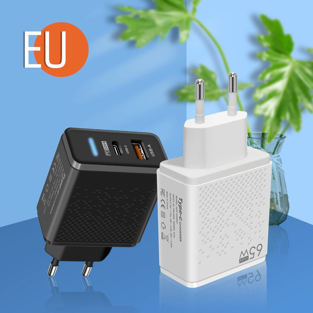 65W GaN Gan мобильный блок питания для ноутбука PD+USB европейский и американский британский стандарт быстрая зарядка головка