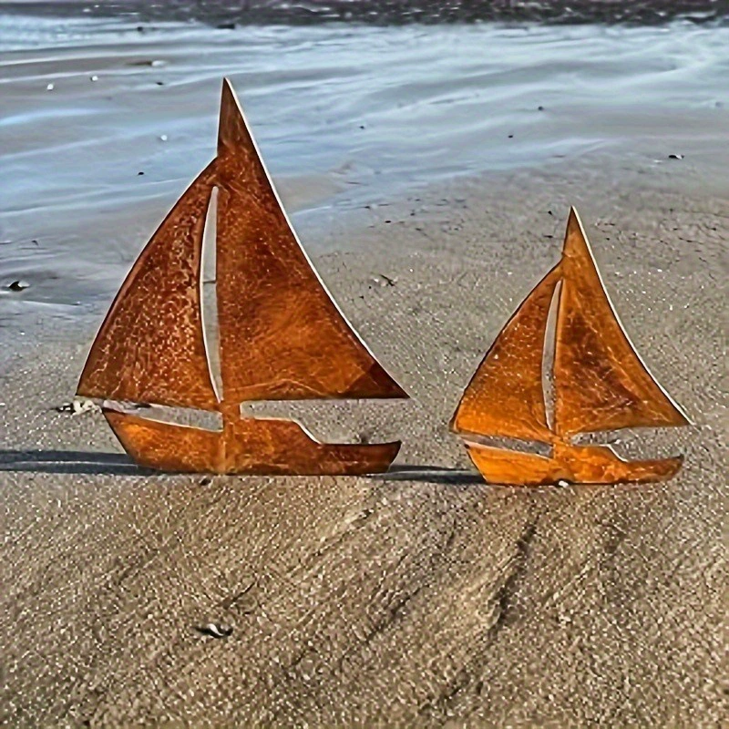 Скандинавские современные ржавые украшения в виде парусника, украшение для двора и сада, стерео украшения, украшение для сада, парусник, набор из двух предметов