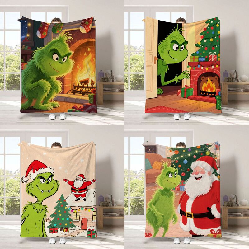 Cross-Border Amazon Grinch Flannel Blanket Digitally Printed Class a Summer Air Conditioning Blanket Office Nap Blanket