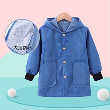 男女儿童长款防水防脏罩衣宝宝套羽绒服外罩小孩画画正穿衣防护