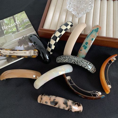 Korean atmosphere ~ acetic acid hairpin for women's back of head ins simple hair one-word clip elegant spring clip headwear