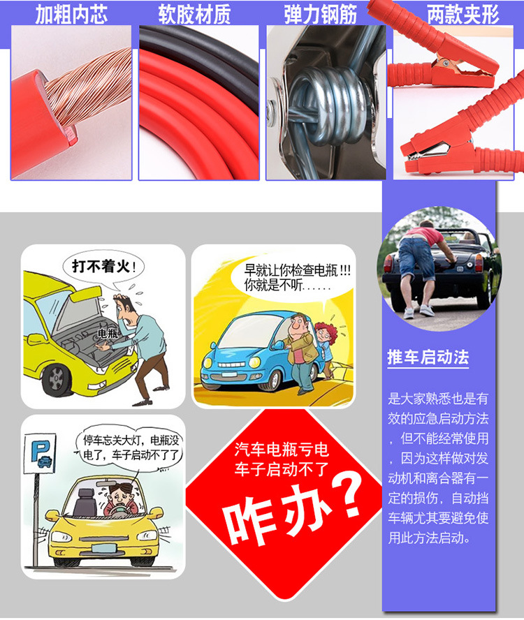 Car Battery Connection Cable, Battery Cable, Jumper Cable, Pure Copper Jumper Cable, Wholesale