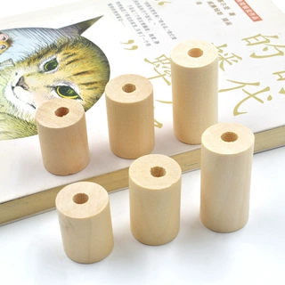 DIY饰品配件原木色木通25-40MM圆柱形直孔木珠子禾木管珠桶珠批发