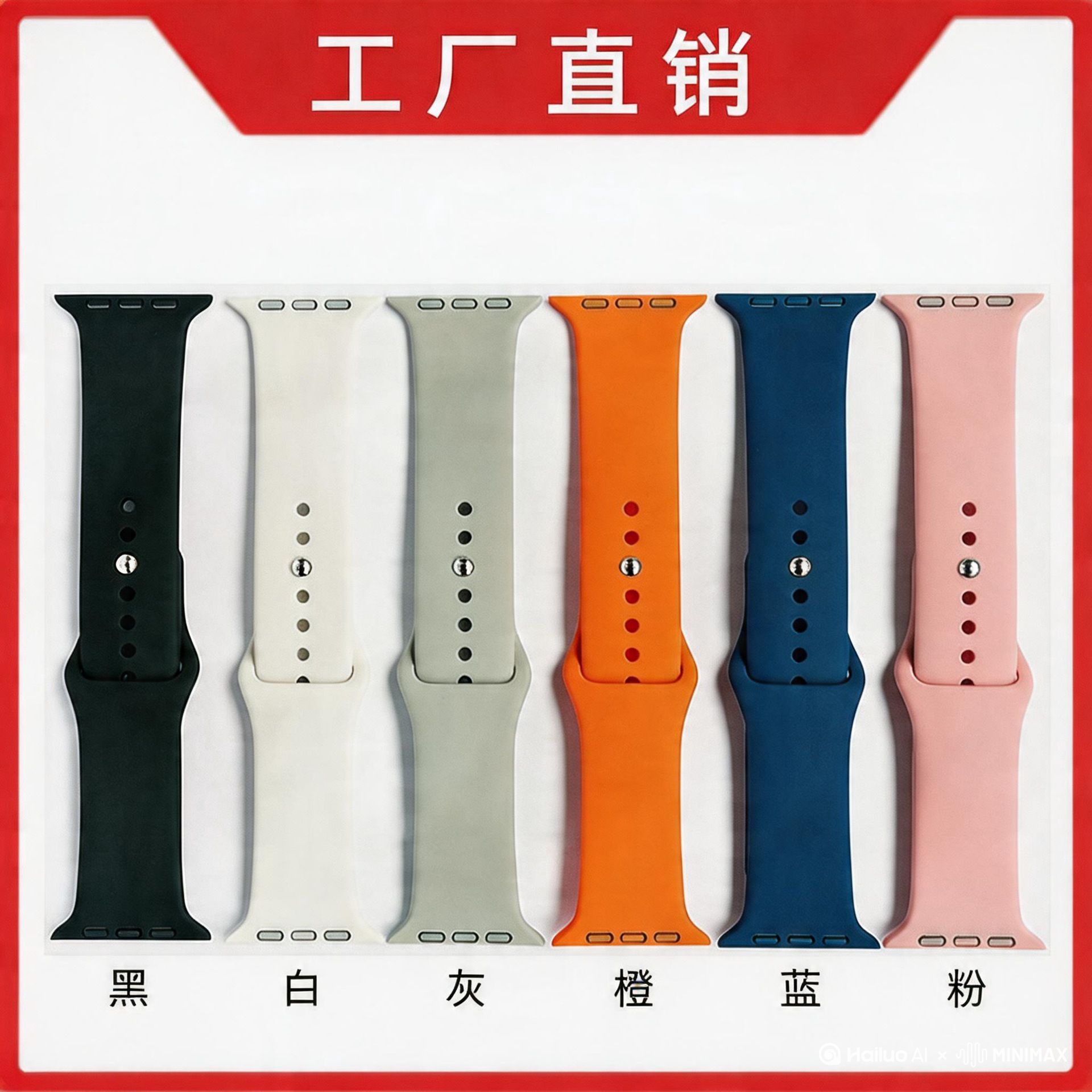 [in Stock] Suitable for Apple Smartwatch Replacement Silicone Straps for Generations 1-9, Huaqiangbei Best-Selling Model, Super Low Price