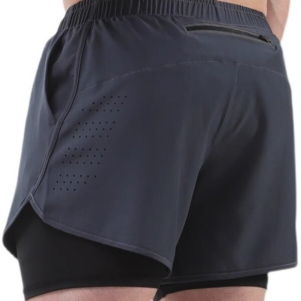 Running Shorts for Men, Marathon Track and Field Three-Quarter Pants, Quick-Dry with Inner Lining, Two-In-One Fitness Training Pants, Breathable and Lightweight