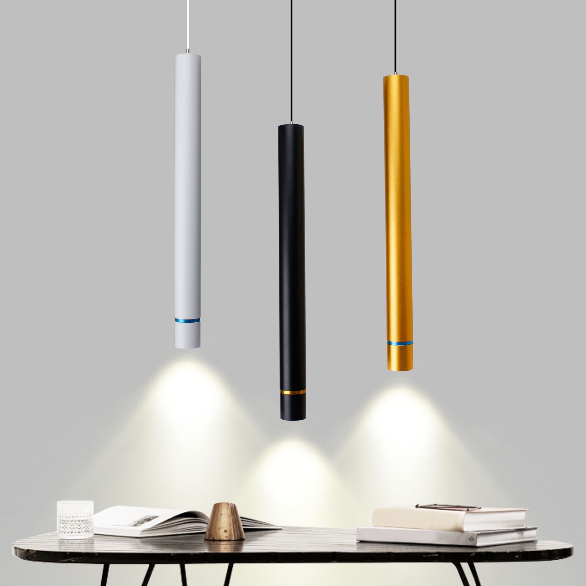 圆柱形吊灯现代简约床头创意单头客厅吊线射灯前台吧台餐厅楼梯灯