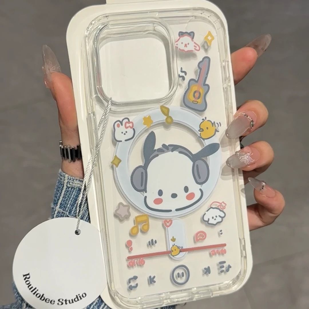 Headphones Pacha Dog Suitable for Apple 17 Mobile Phone Case Iphone16Promax Fun 15 Hard Shell 14 Cartoon 13