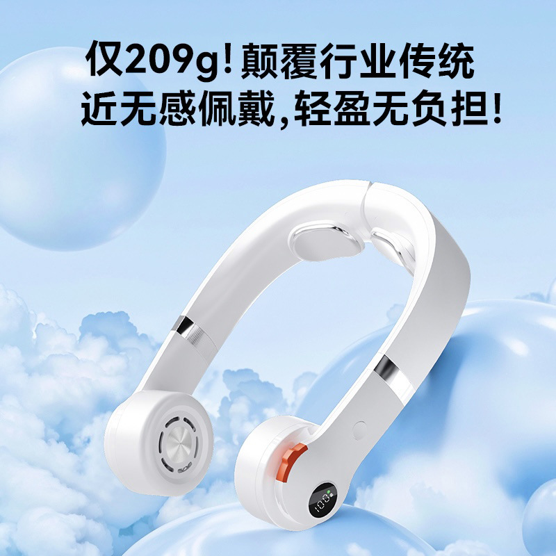 欧美跨境2025新款无叶挂脖风扇懒人静音便携式制冷数显户外小风扇|undefined