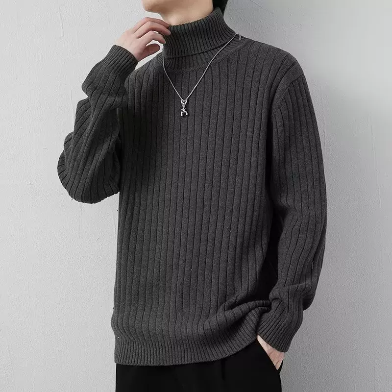 Мужской демисезонный модный цветной вязаный свитер для отдыха, slim fit