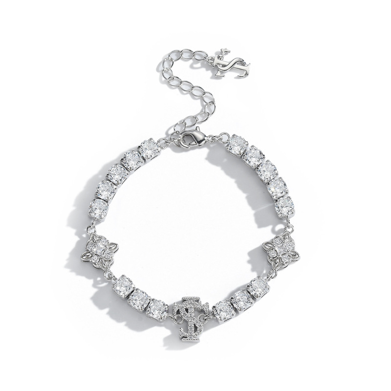 Chuangcan STK Xilan Kapu Sugar Cube Full Diamond Cross Flower Bracelet for Women, Super Shiny Zircon Bracelet, Hip-Hop Trendy Men's Accessory Chuangcan STK Xilan Kapu Sugar Cube Full Diamond Cross Flower Bracelet for Women, Super Shiny Zircon Bracelet, Hip-Hop Trendy Men's Accessory
