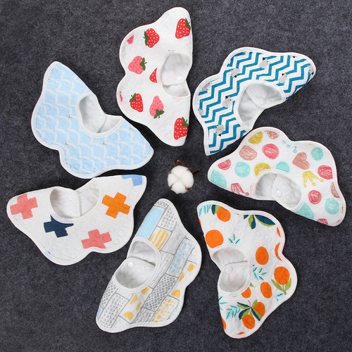 Baby saliva towel gauze pure cotton newborn spit-up towel children's bib waterproof bib 360 degree petal bib