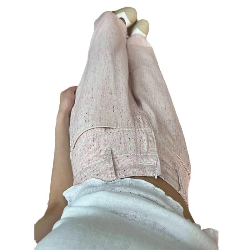 Джинсы oversize, высокий пояс, свободный прямой крой с вышивкой, сезонный тренд