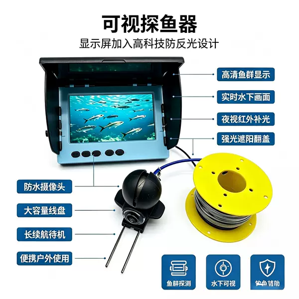 New Underwater High-Definition Fish Finder, Day and Night Dual-Use Fishing Detector, Small Fish Visual Fish Finder, Cross-Border