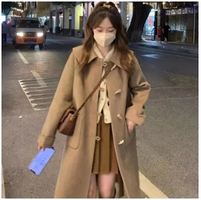 牛角扣日系毛呢外套女2025年秋冬季新款呢子大衣小个子中长款|undefined