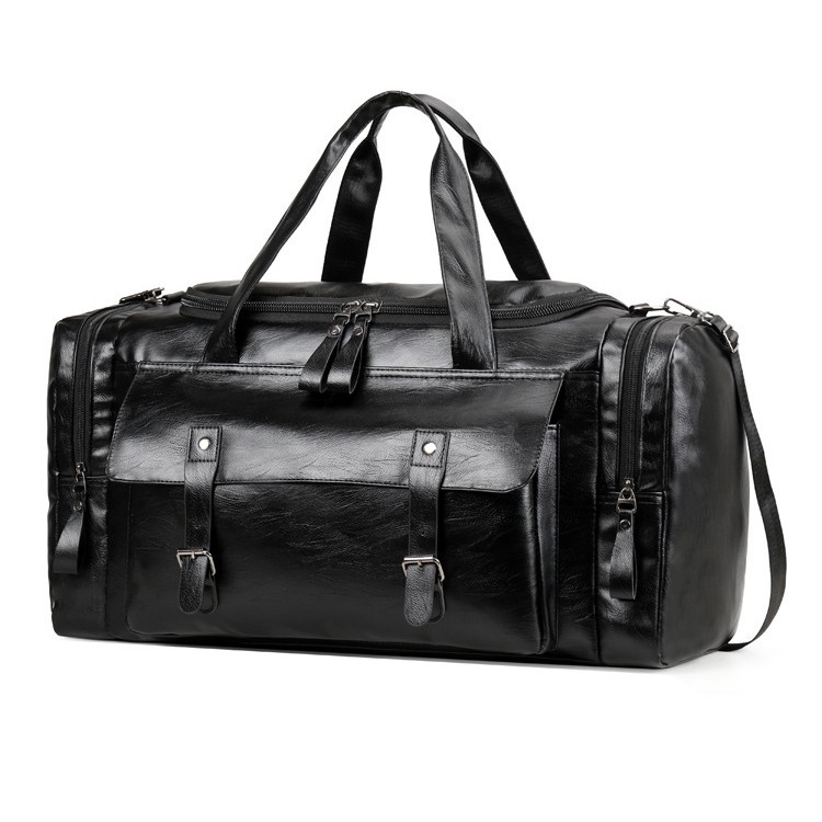 Cross-Border Pu Leather Oversized Travel Bag for Men, Business Trip Luggage Bag, Korean Style Hand-Held Shoulder Travel Luggage Bag