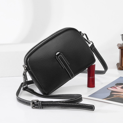 Genuine leather women's bag 2024 new fashion versatile first-layer cowhide mobile phone small bag women's shoulder bag crossbody bag