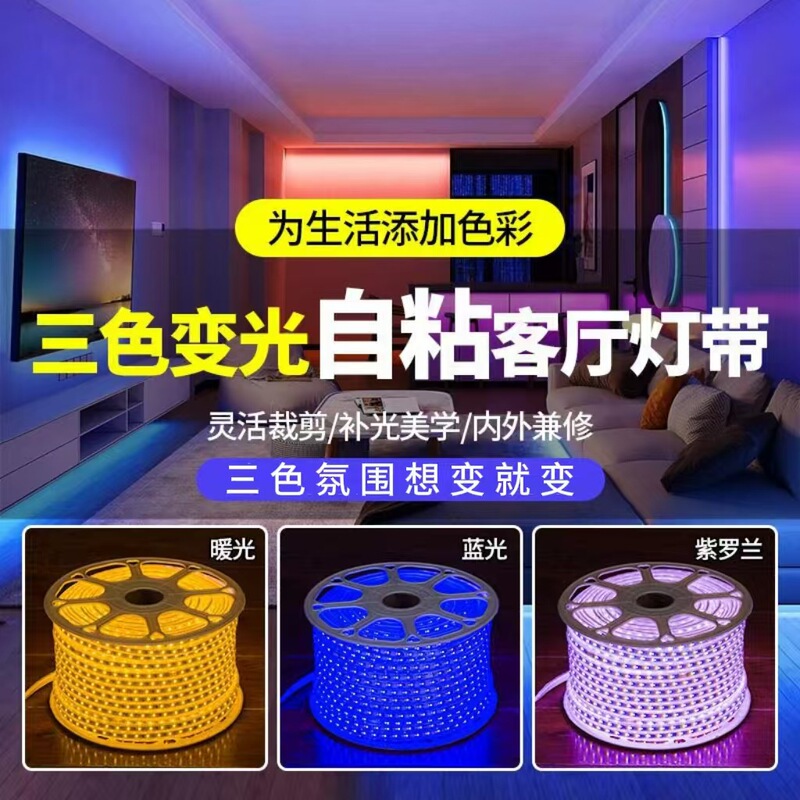 220V三色調光LEDライト、高輝度、家庭用リビングルーム照明、天井工事、屋外防水、高電圧変色|undefined