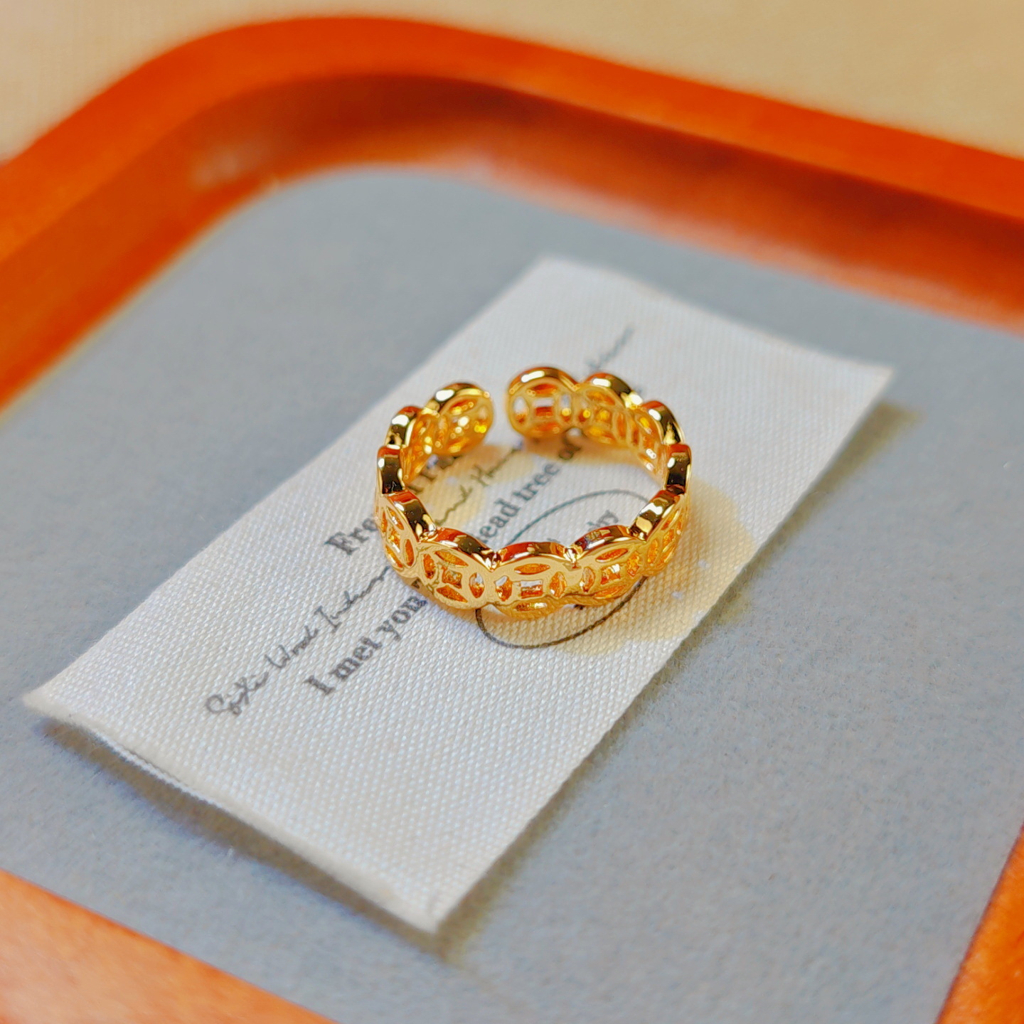Anillo de moneda vintage chapado en oro para hombre y mujer_voghion.com