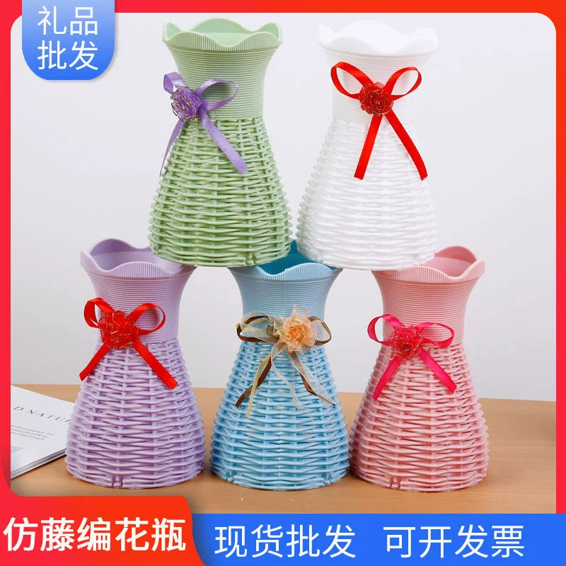 Пластиковые вазы для гостиной, имитирующие плетеные вазы, оптом, белые пластиковые вазы, вазы в форме цветка сливы, простые вазы-корзинки для цветов