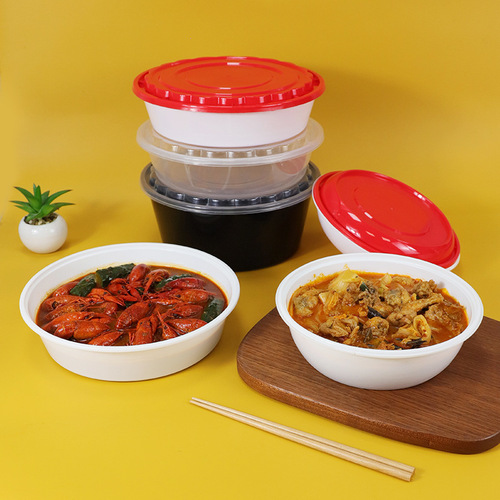 Disposable lunch box crayfish takeout box beef frog pickled fish round fruit cutting box thickened microwaveable wholesale