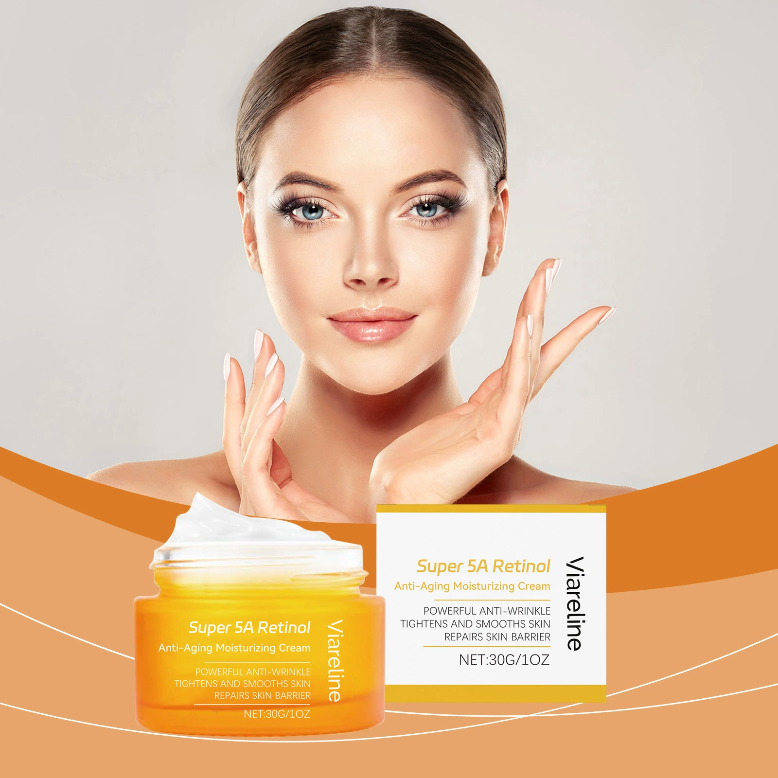 VIARELINE Крем для ухода за кожей с ретинолом, увлажняющий, мягкий, увлажняющий, увлажняющий, эластичный и осветляющий крем для ухода за кожей лица