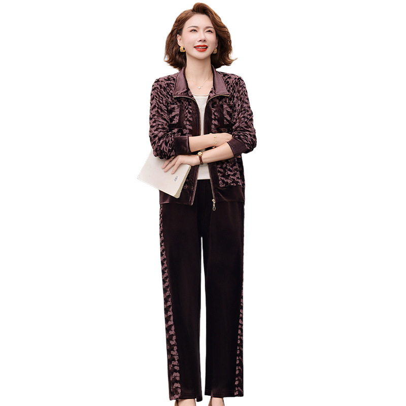 时尚女装妈妈装中年装两件套时尚宽松大码中年女装50岁运动跑步服|undefined