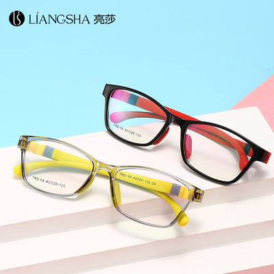 超轻tr双色柔软硅胶儿童近视眼镜架可配度数时尚平光镜舒适眼镜框|ms