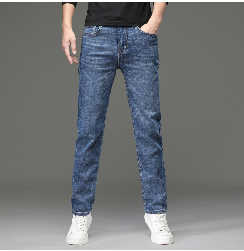 Europäische Jeans für Frühling und Herbst, schwarze Slim Fit-Jeans, nostalgische, gerade geschnittene Mode, trendige Herren-Jeans_voghion.com