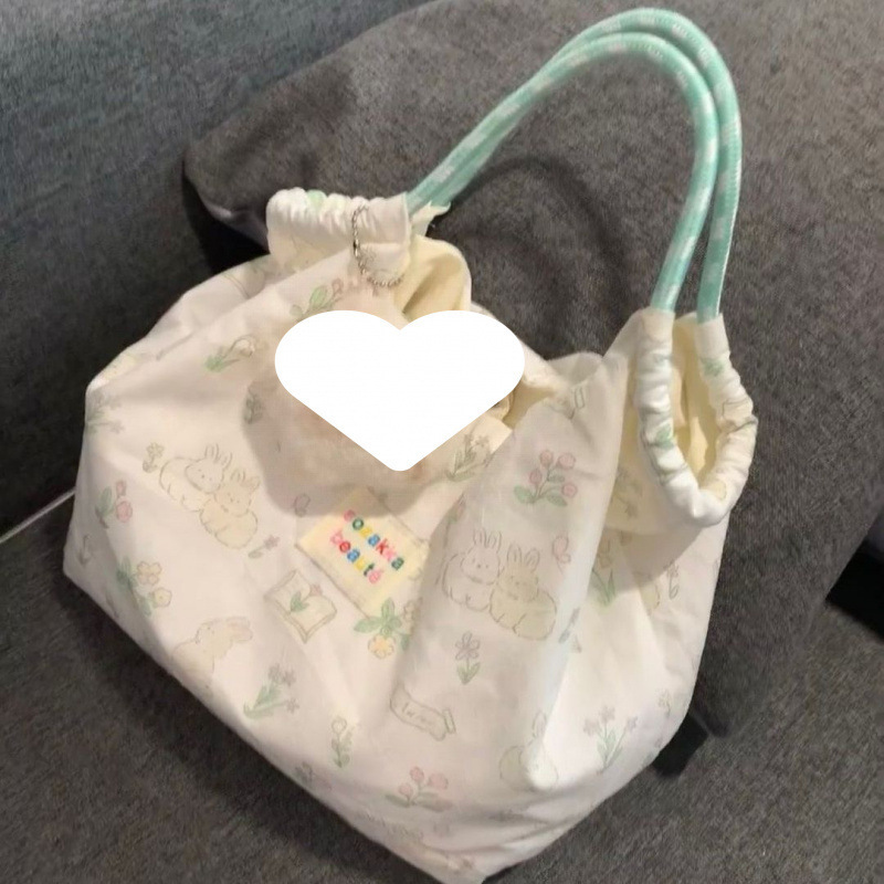 印花新款大容量通勤包卡通兔子手拎包韩版单肩包女学生可爱帆布包