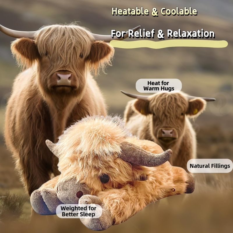 跨境新款Highland Cow Plush高地牛小牛毛绒公仔 牛年吉祥物棕色|undefined