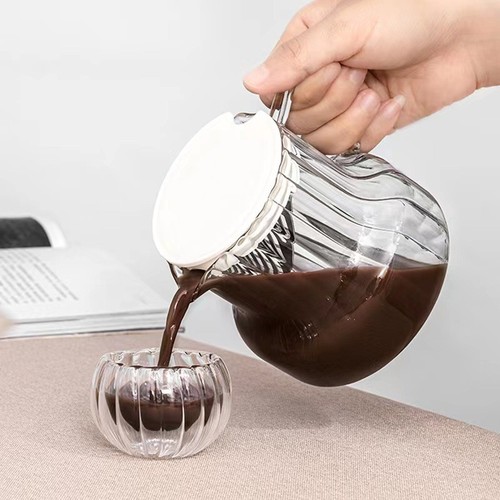 Hand brewed glass coffee pot set Vertical pattern high borosilicate glass sharing pot brewing pot home coffee and tea pot