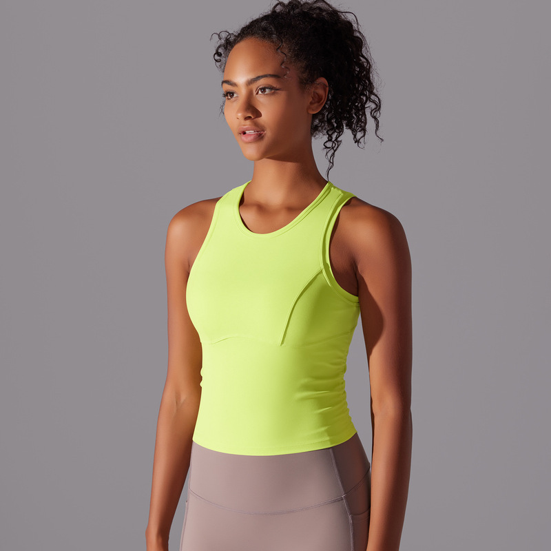 Cross-border Tight-fit Sports Top One-piece Coaster Yoga Clothing Naked-feeling Running Training Quick-drying Fitness Vest
